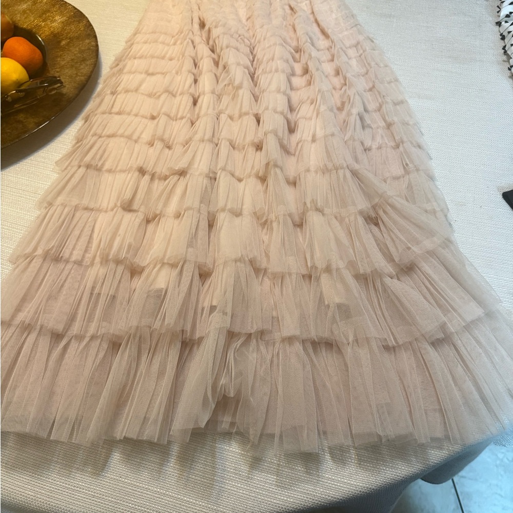 Chic Layered Cream A-Line Skirt
